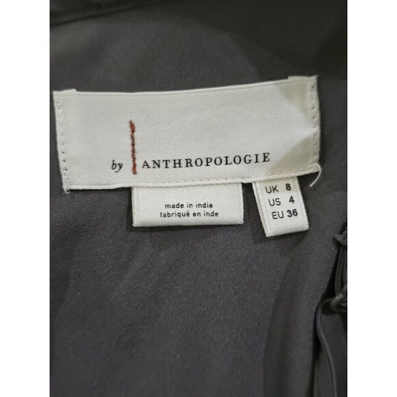 Anthropologie Sequin Cami Top Womens Size 4 Amelie Blouse Pleated Peplum Silver - Picture 6 of 11